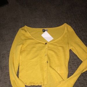 H&M yellow button up long sleeve